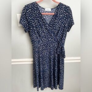 Kaileigh Blue and White Flutter Sleeve Wrap Sundress